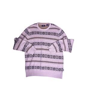 Vintage 90s Chaps Aztec Sweater Mens Large Tan Beige Heavy Cotton Knit